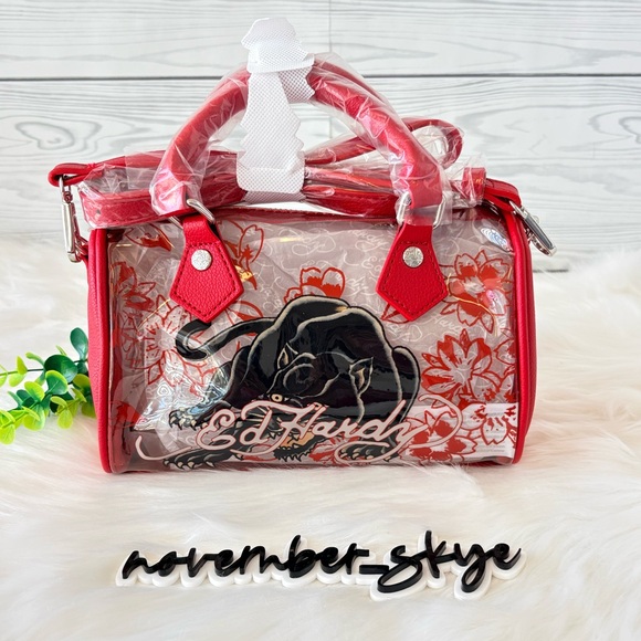 Ed Hardy Handbags - Ed Hardy Panther Red and Clear Mini Bag